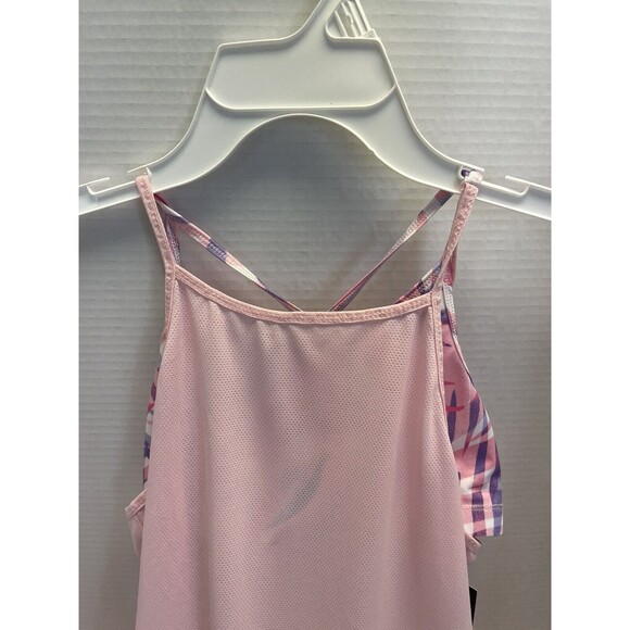 New Ideology Girls Layered  Look Active Tank Pink Over Multi Color XL Size 16 - Picture 2 of 8